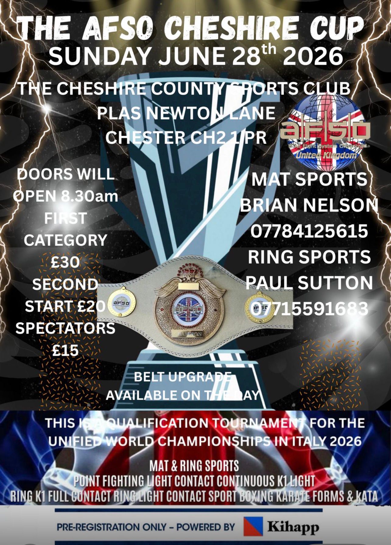 AFSO Cheshire Cup event details poster